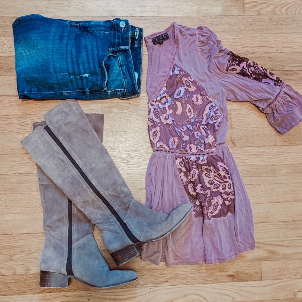 Steve Madden Knee Hugh Riding Boots in Taupe